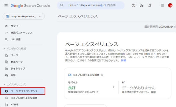 Googleサーチコンソール エクスペリエンス